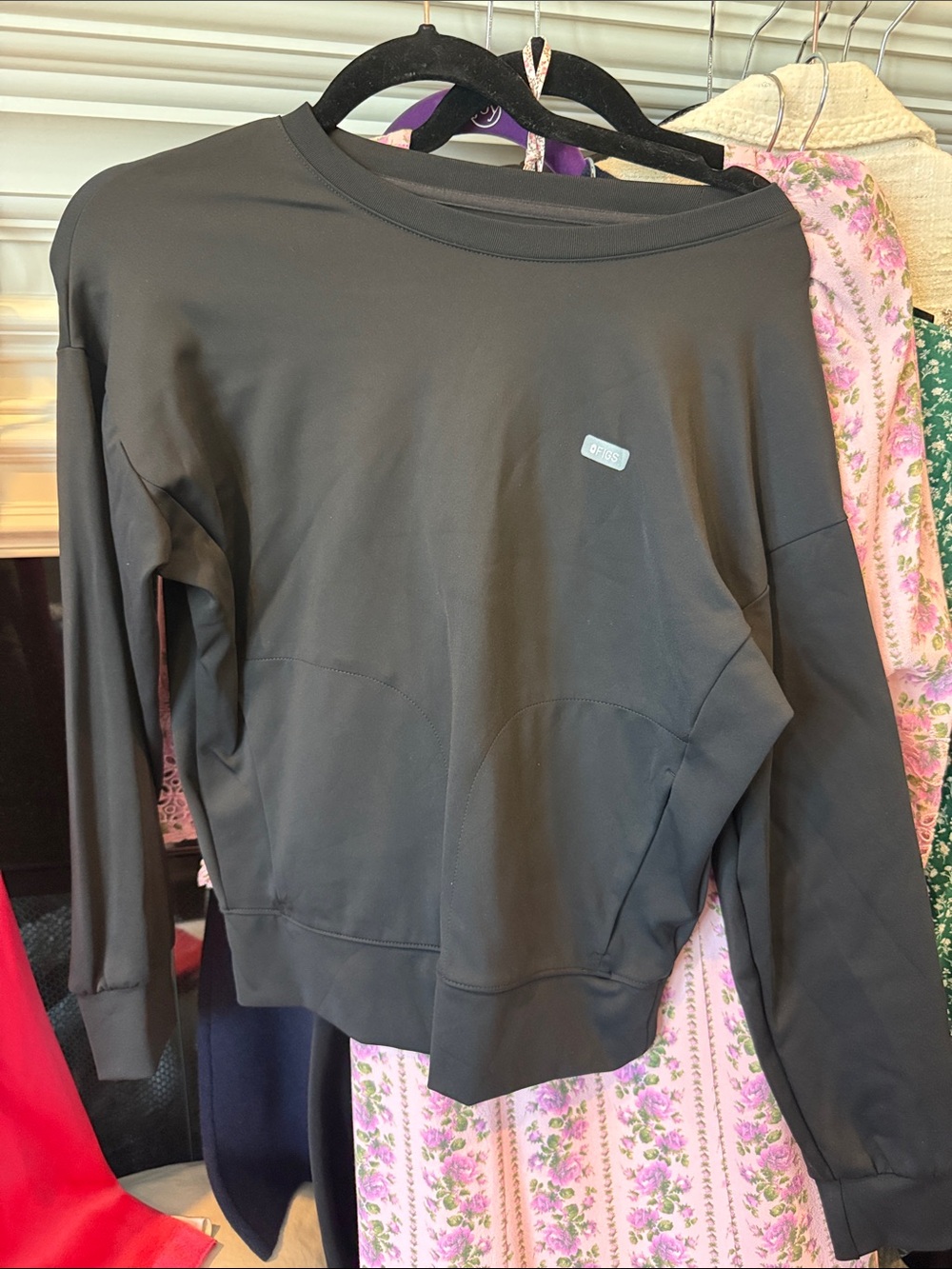Figs Black Women's Pullover Sweatshirt with Subtle Logo